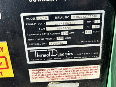 Used THERMAL DYNAMICS PAK 10 Plasma Welders Indiana US | Miedema Asset Management Group #1388197