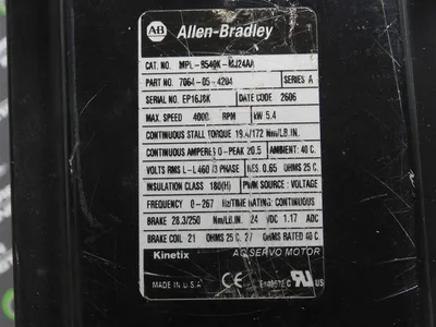 Allen Bradley MPL-8540K-MJ24AA AC Rotary Servo Motor 4000RPM 5.4kW Series A Used