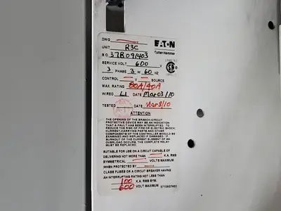 40/80A, 3 Pole, 600V Circuit Breaker HFD Bucket for Freedom 2100 MCC Frame