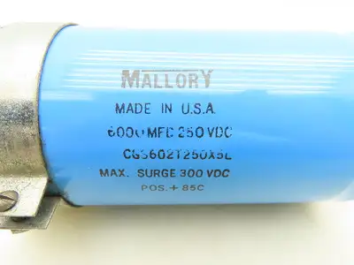 Mallory CGS602T250X5L Aluminum Electrolytic Capacitor 250VDC 6000 MFD