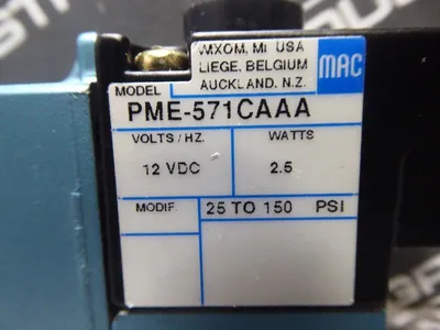 MAC 825C-PM-571CA-552 Valve with PME-571CAAA 12VDC 2.5W 25 to 150 PSI Coil New NIB