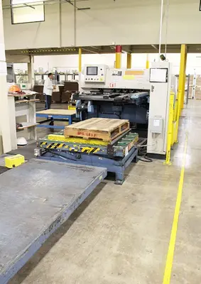 Aizawa #ARS-312, Auto Shear Cutting & Piling Line, 1/8" x 49" shear, 52.6 FPM, 150 SPM, cnc Back Gauge, magnetic feeder, roller & lifter, conveyors