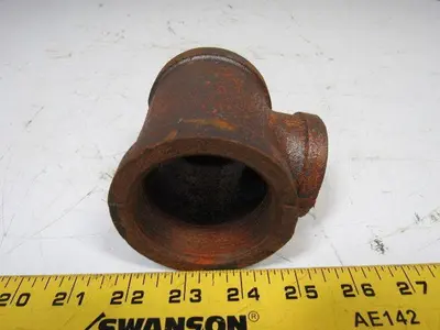 2" x 1-1/4" x 2" Black Iron Pipe Reducing Tee Fitting NPT Lot Of 21