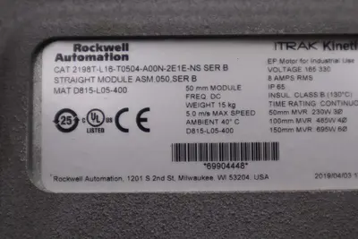 Allen Bradley iTrak Kinetix # 2198T-L16-T0504-A00N-2E1E-NS Ser. B AB STOCK 4981