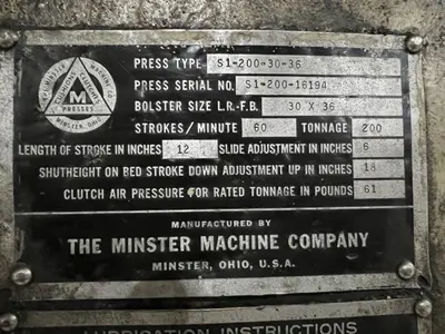 USED MINSTER S1-200