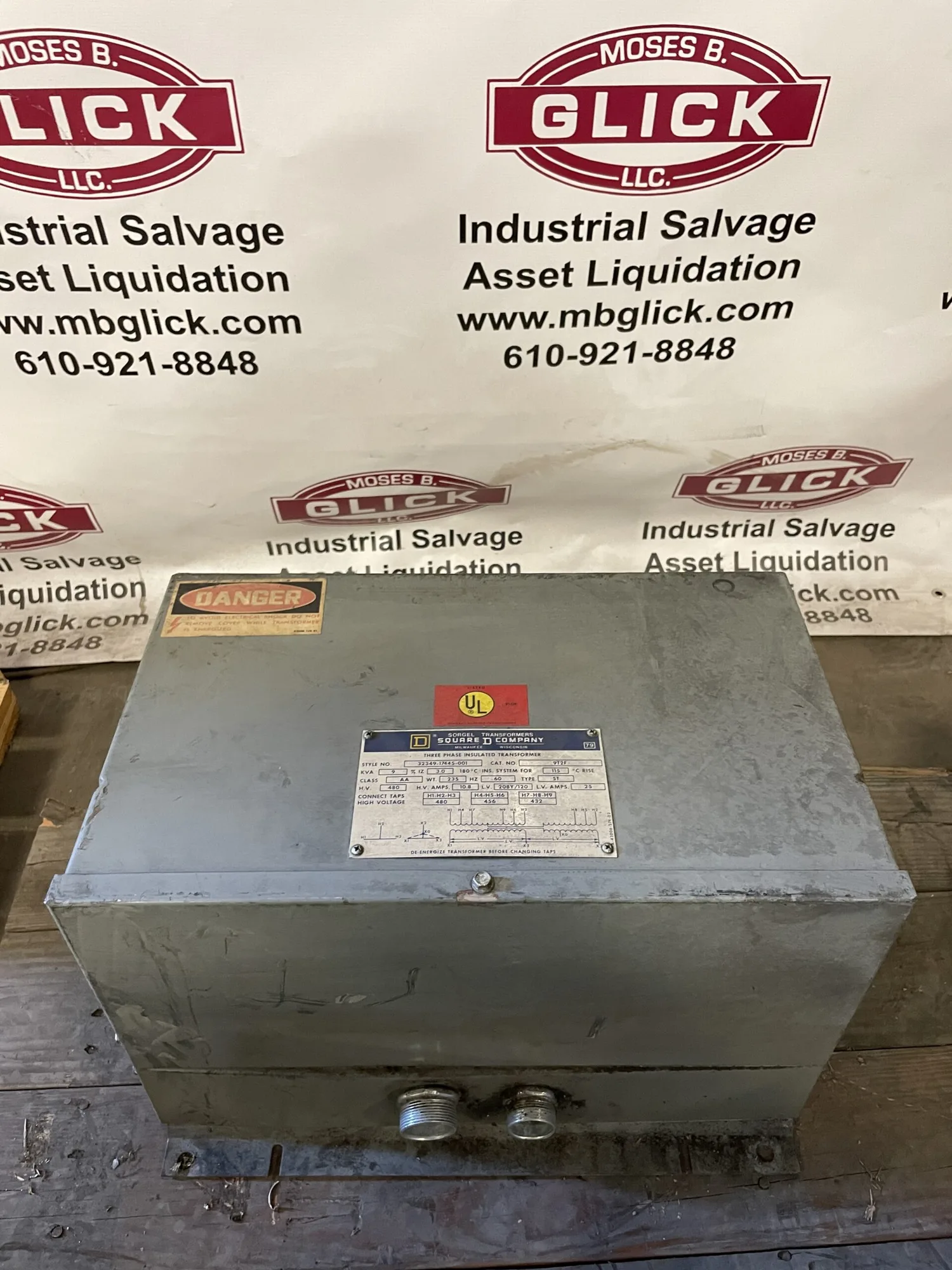 Square D 9T2F Insulated Transformer 9kVA 480V 208/120V 3PH 60Hz