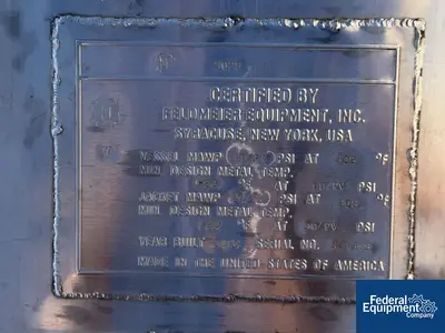 Used Feldmeier 15,000 Liter Feldmeier Reactor, 316L S/S, 60/90# Reactors Ohio US | Federal Equipment Company #1090471
