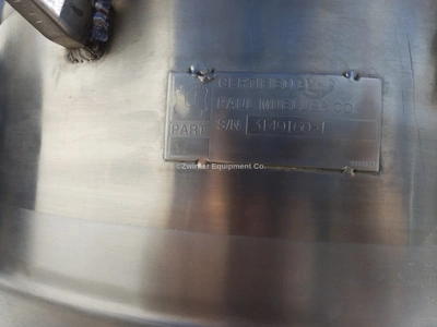 MUELLER 100 GALLON DOME TOP, DISH BOTTOM STAINLESS STEEL SINGLE SHELL TANK