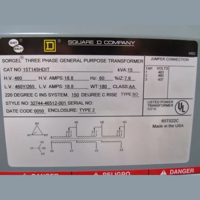 New Square D 15 kVA Transformer