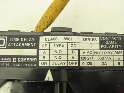 Square D 8501 KU Time Delay Attachment On-Delay 1NO 1NC