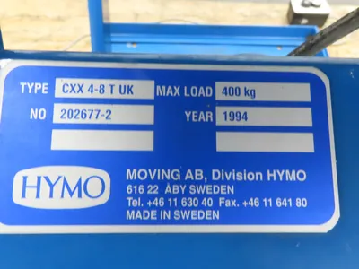 Hymo CXX4-8 Hydraulic Scissor Lift Table 400kg 880lb 36" Travel 24x31" 240V 3Ph