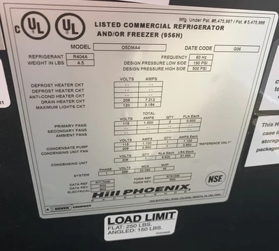 130-0096 Hill Phoenix O5DMA 4’ Low Front Self Contained Refrigerated Cooler
