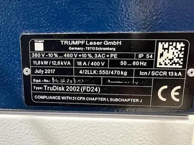 USED 2017 TRUMPF TRUDISK2002 (FD24)