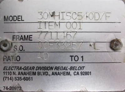 NEW ELECTRA GEAR 30MHISC540D/F GEAR REDUCER 40:1 7711467