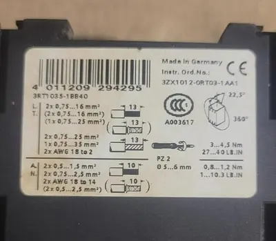 USED SIEMENS 3RT1035-1BB40