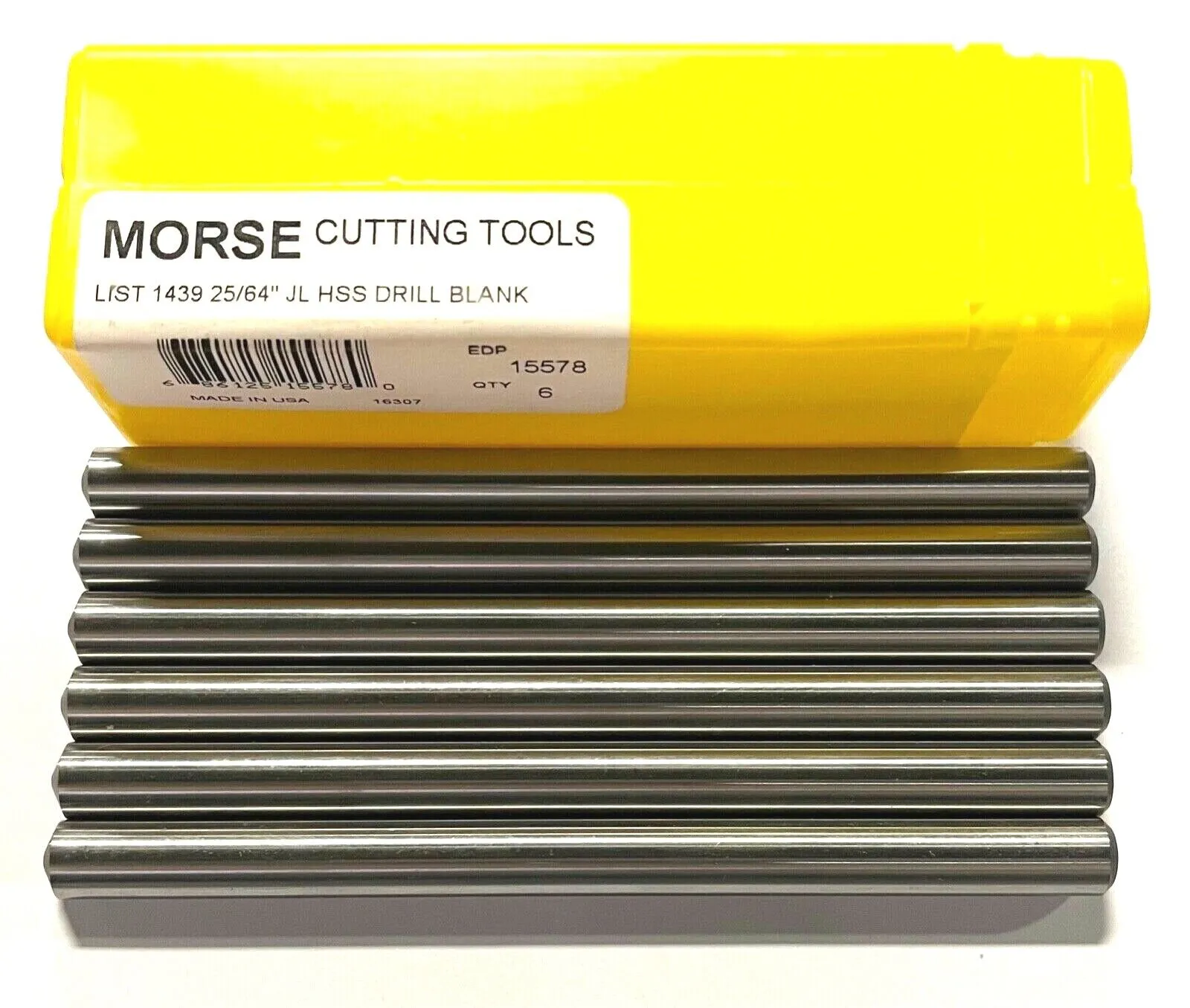 Morse 25/64" Drill Blank High Speed Steel USA Made 6 Pack 15578