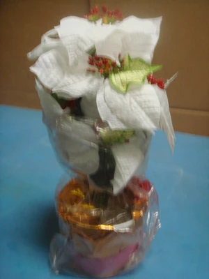 (6) 14" Poinsettia Decoration Centerpiece Topiary