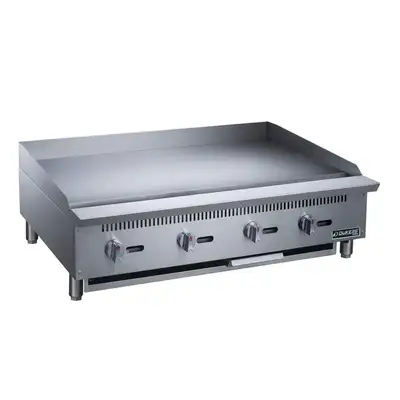 New | in-Stock Dukers New Dukers DCGMA48 48 in. W Flat Top Griddle with 4 Burners Commercial Flat Top Griddles Illinois US | Falcon Restaurant Supply #1376250