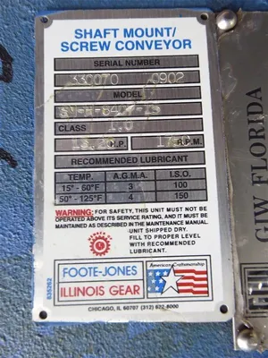 Foote Jones SM-H-8407-15 Shaft Mount / Screw Conveyor Gearbox 15:1 Ratio Rebuilt