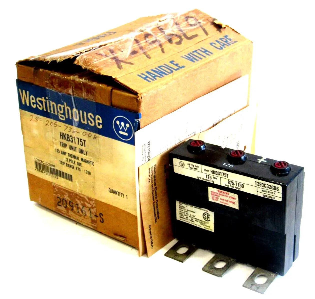 NEW WESTINGHOUSE HKB3175T TRIP UNIT 175AMP 3 POLE