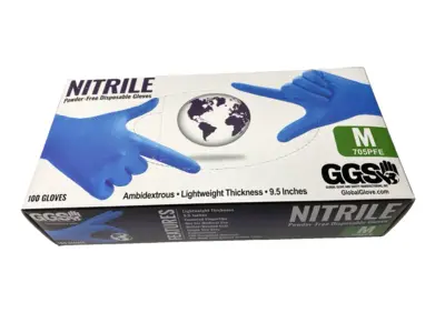 NEW GLOBAL GLOVE & SAFETY NITRILE POWDER-FREE DISPOSABLE GLOVES PKG OF 100