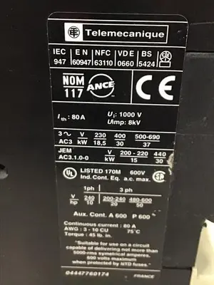 USED TELEMECANIQUE LC1D6511