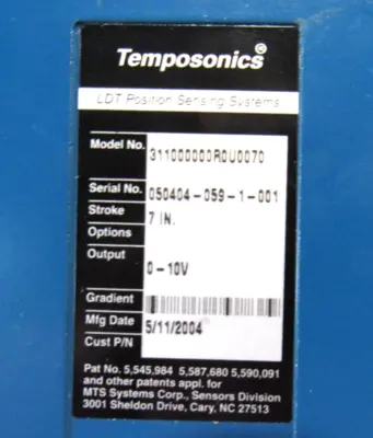 USED TEMPOSONICS 311000000R0U0070 LDT POSITION SENSING SYSTEMS