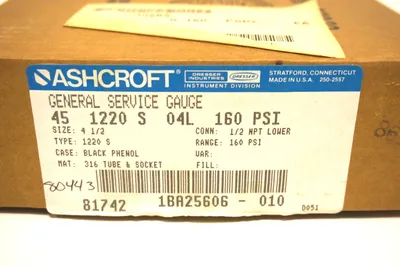 NEW ASHCROFT 45-1220-S-04L-160 GAUGE 451220S04L160