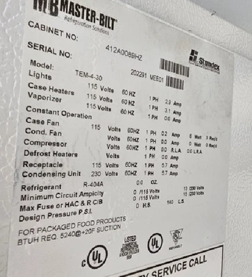 12-0046 Master-Bilt TEM-30 Medium Temp Hybrid 15 Door Cooler Run