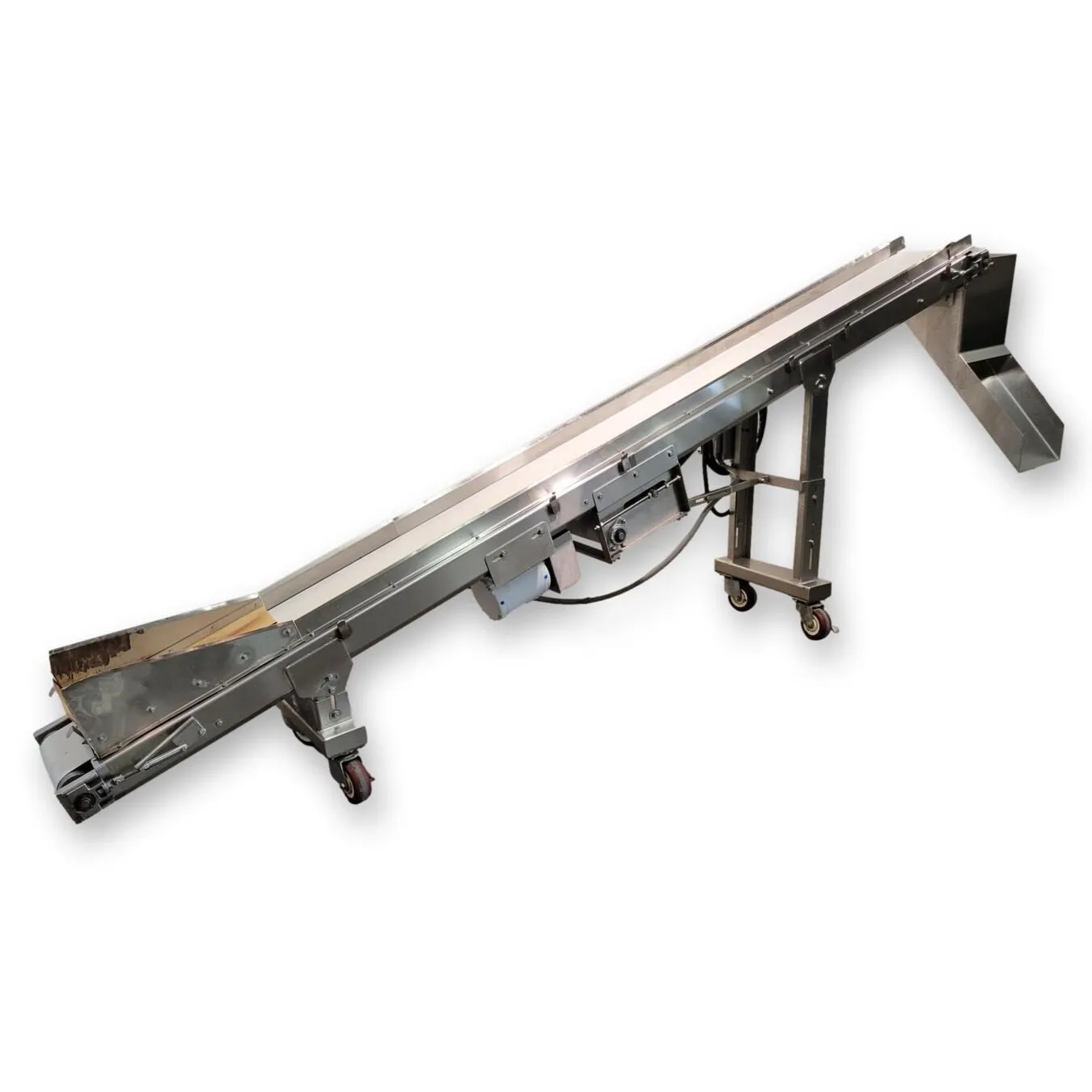 Used 11"wide X 12'L Stainless Steel Incline Portable Sanitary Belt Conveyor