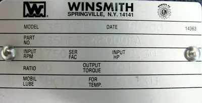 NEW WINSMITH 935MDTE GEAR REDUCER 40:1 935MDTE42000FA