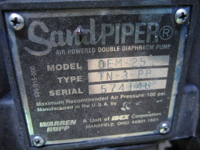 six(6) used  1/2" Airpowered Double Diaphragm Pumps.