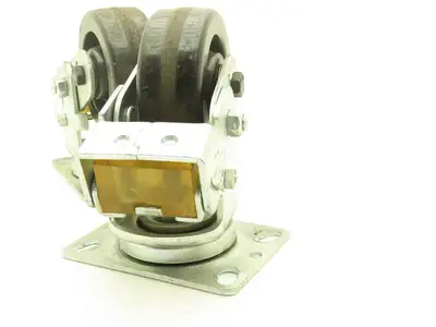 Spring Loaded Swivel Caster 4-3/4"x2" Plastic Wheel 6.25"x4.5" Plate Lot of 2