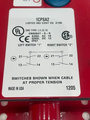 NEW HONEYWELL MICRO SWITCH 1CPSA2 CABLE PULL SWITCH