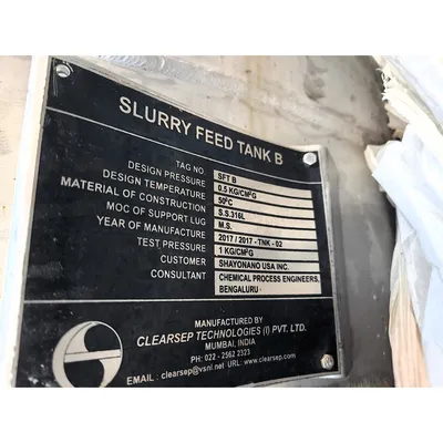 Used 1000L 264 GAL Stainless Steel 316L Reactor Slurry Feed MixTank