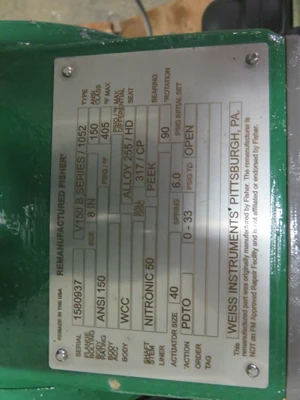 Fisher 8" V150 V-Ball Control Valve , material wcc/316ss