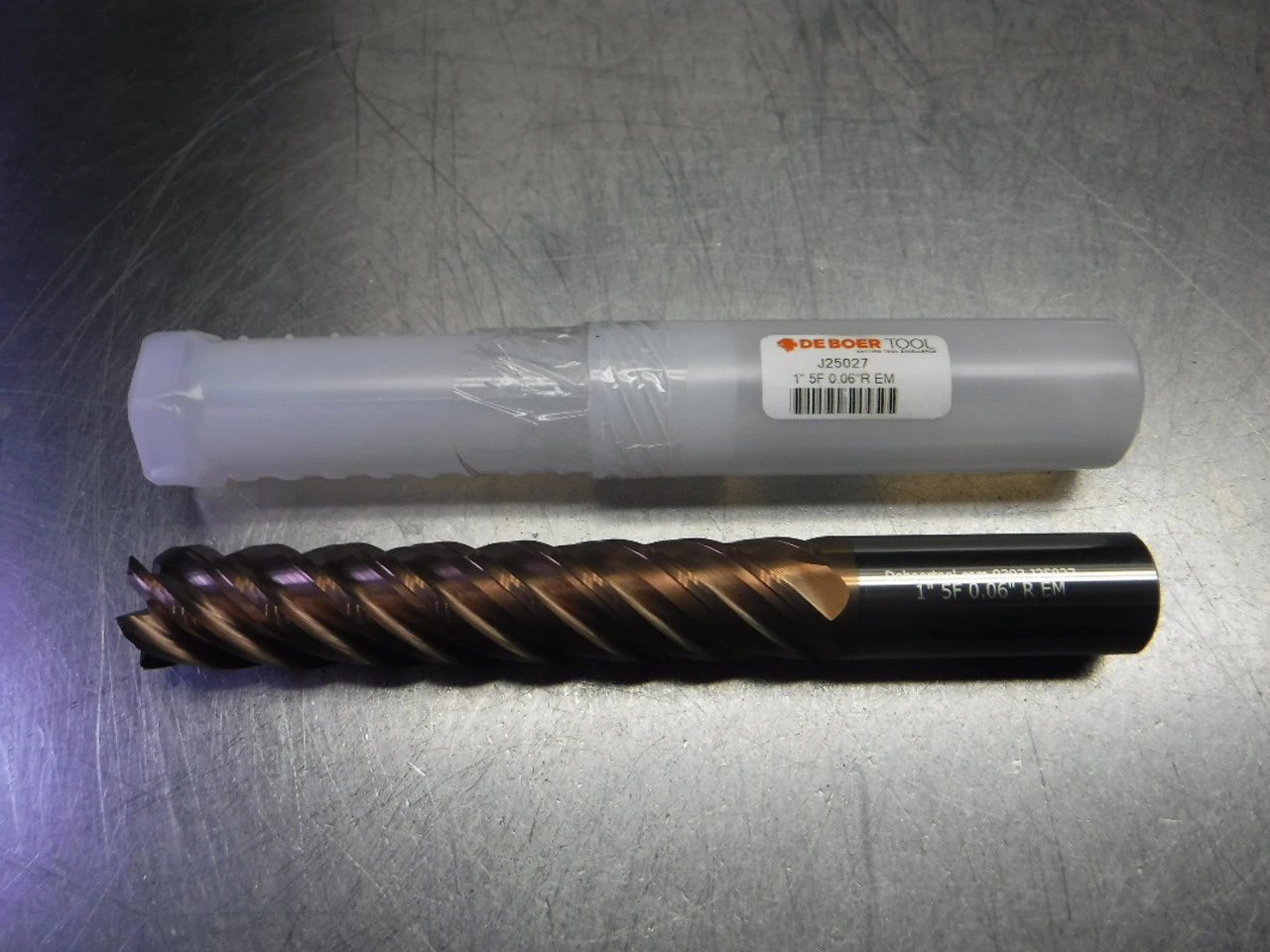 DE BOER 1" Carbide Endmill Whistle Notch 5 Flute .060R J25027 (LOC968C)