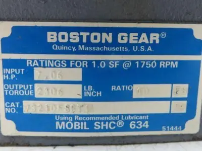 Boston Gear 73210FSGT1 Worm Gearbox 10:1 Reducer 175rpm 7Hp LH 145T Fan Cooled