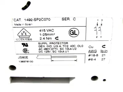 NEW ALLEN BRADLEY 1492-SP2C070 CIRCUIT BREAKER SERIES C 1492SP2C070