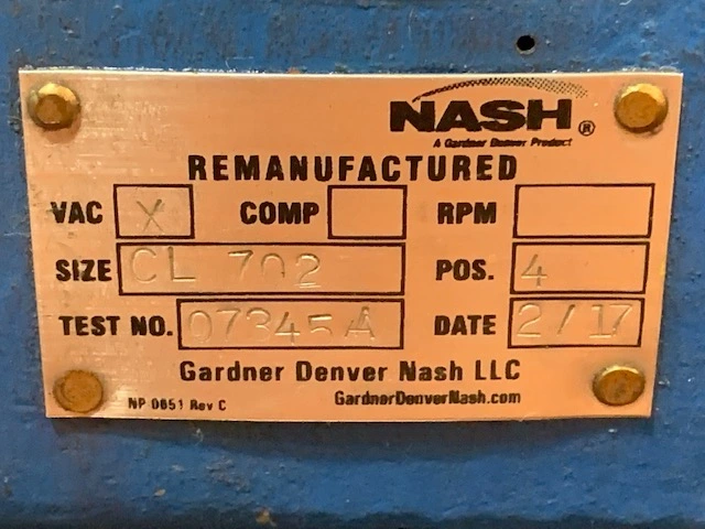 Used Nash CL702 Vacuum Pumps Minnesota US | Peak Machinery, Inc. #285937