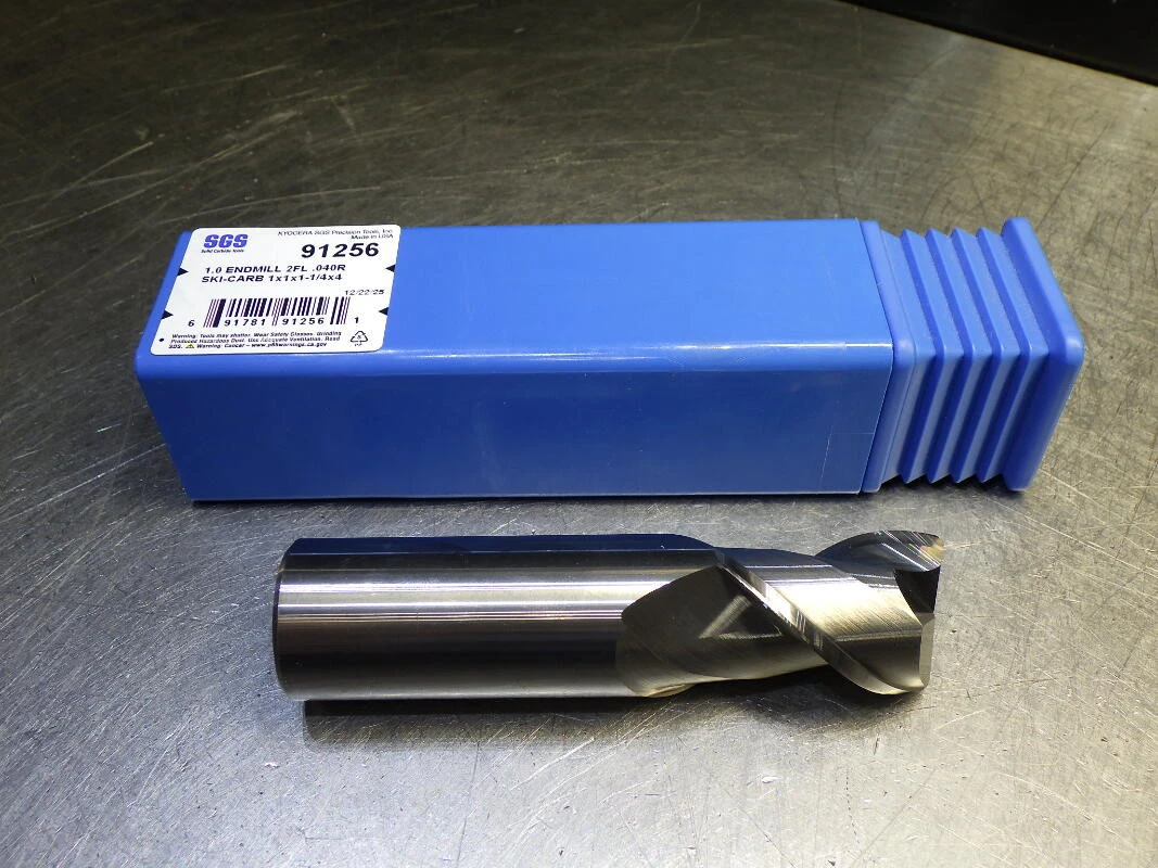 Kyocera / SGS 1" 2 Flute Carbide Cr Endmill 1" Shank .04 R 91256 (LOC2864A)
