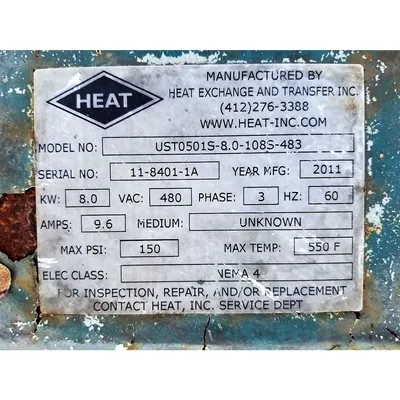 USED HEAT EXCHANGE AND TRANSFER UST0501S-08-108S-483