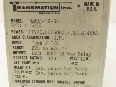 Transmation 620A-19-65 Alarm Relay Module 117V 50/60Hz