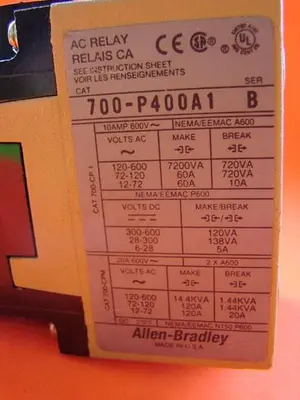 USED ALLEN BRADLEY 700-P400A1 SER B