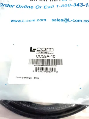NEW L-COM COAXIAL CABLE BNC MALE/ MALE 10' LENGTH