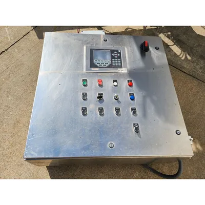Used Flexicon Rear Post Bulk Bag Filler with powered roller conveyor