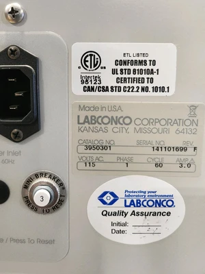 USED LABCONCO 3950301