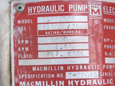 Used MACMILLIN _UNKNOWN_ Hydraulic Power Units Indiana US | Arrow Industrial #1365348