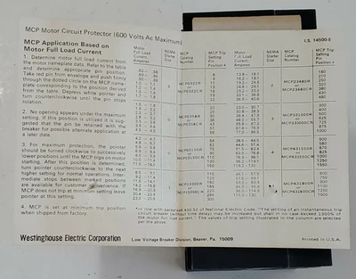 NEW Westinghouse MCP0358R