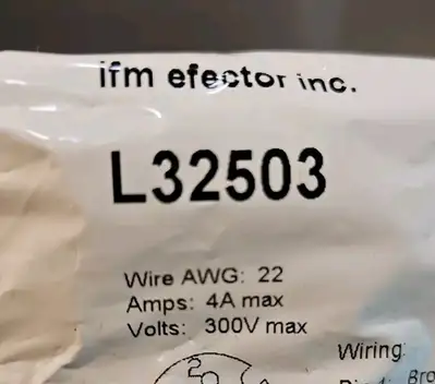 Ifm/Efector L32503 Female Connector Cable 4A 300V (BIN424)